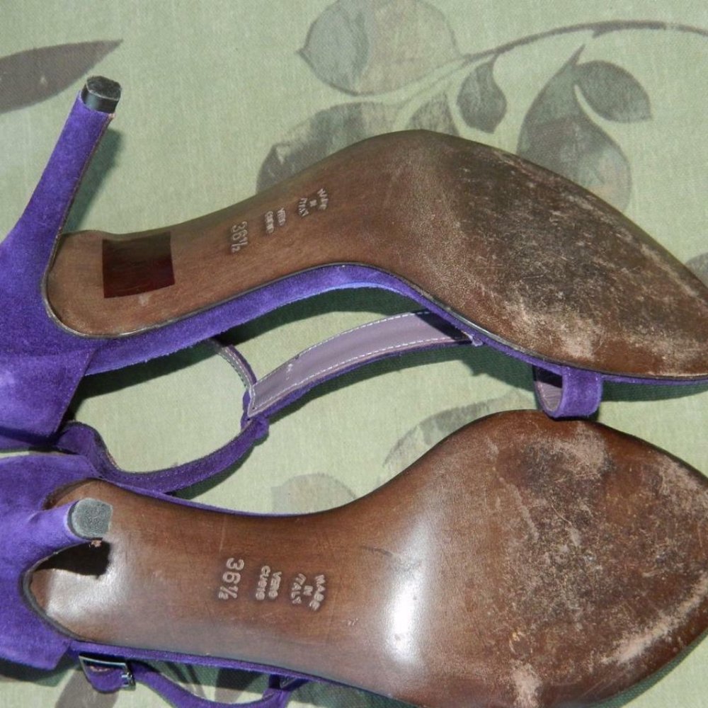Brasila's Purple Suede Strappy Stilettos w/Rhinestone Details Italy, 36 1/2 EUC - Picture 12 of 12